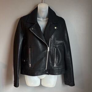 Topshop Black faux Leather Jacket for Women